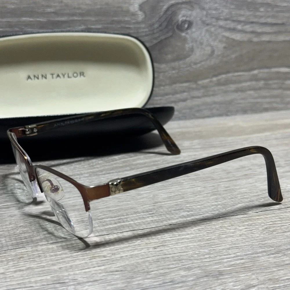 Ann Taylor Eyeglasses AT200 C03 51-17-135 Brown Tortoise Half Rim Frame w/ Case‎